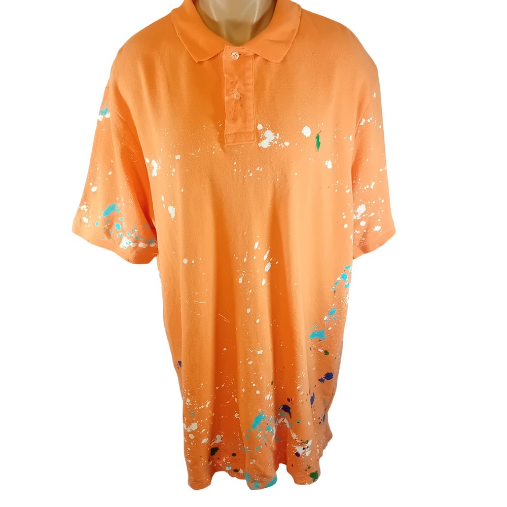 Modern Men Polo Ralph Lauren Paint Splatter Classic Fit Distressed Shirt XL READ